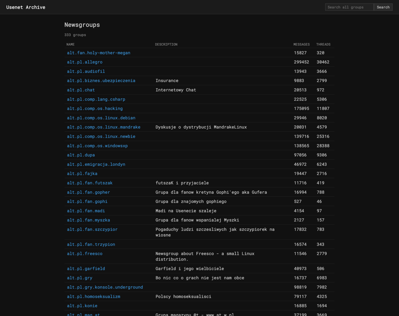 galaxy-web newsgroup listing